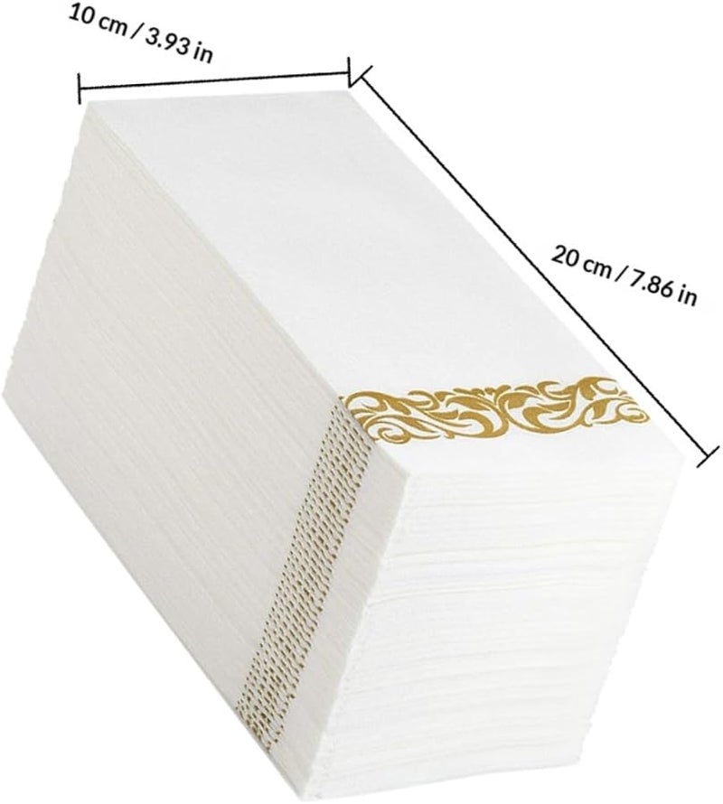مناديل ورقية ذهبية مطبوعة 100 قطعة 40x30 سم سميكة مطوية للحفلات والأعراس والمطاعم وأعياد الميلاد - Image 2